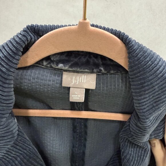 J. Jill Blazer Womens Large Navy Blue Corduroy 3 Button Notch Lapel Lined - Picture 6 of 7